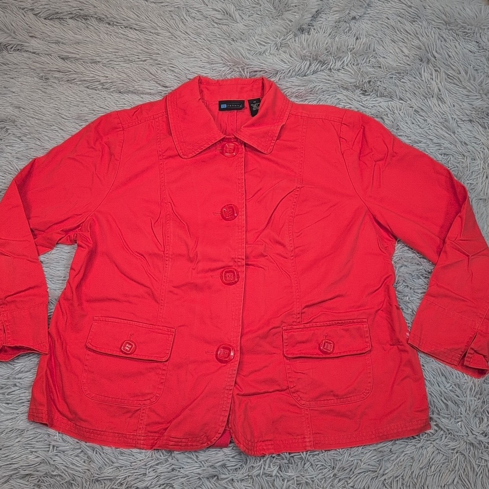 Relativity‎ Jacket Womens 2X Button Up Pockets Comfort Soft Lightweight Cotton